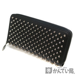 Christian Louboutin Round Zip Long Wallet Leather Black